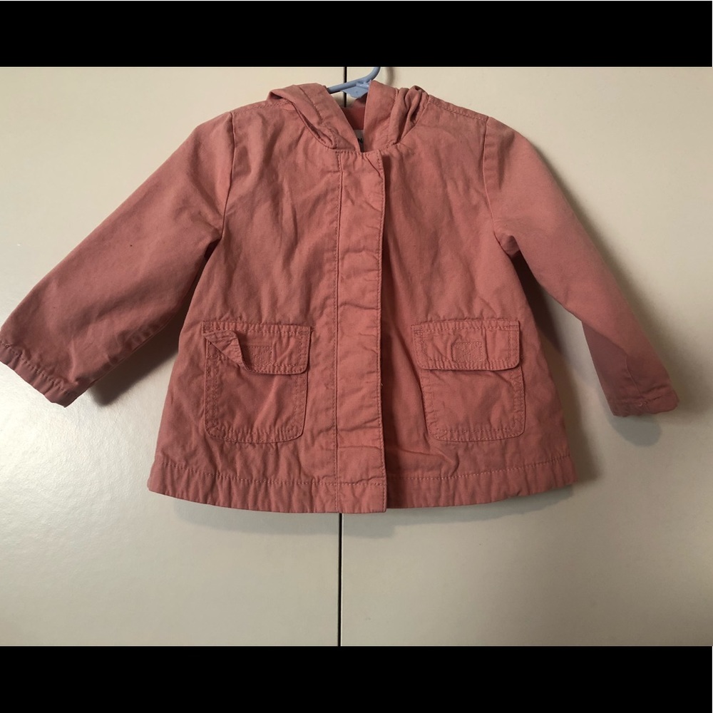 Mauve Hooded Twill Utility Jacket